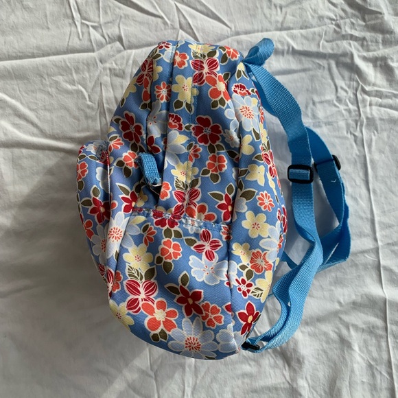 Vintage Early 2000s Old Navy Y2K Blue Colourful Tropical Floral Mini Backpack - Picture 3 of 6